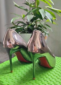 Anni Black Leopard Silver Pointed Heels