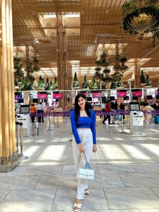 Blue Long Sleeve Crop Top