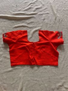 Bright Orange Saree With Blouse
