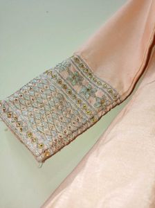 Peach Embroidered Anarkali Frock Suit
