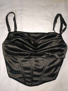(Lexi Satin Black Corset Top)