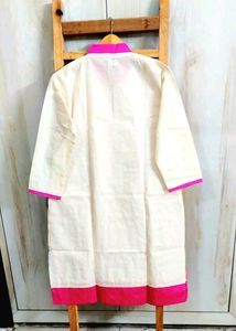 Pink &amp; White Embroidered Kurti Size-38-40