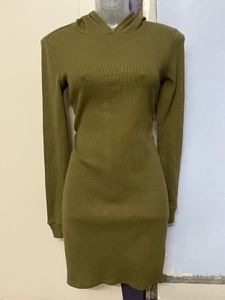 Forever21 Branded Olive Hoody Dress
