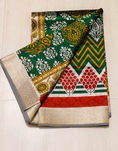 Green Printed Saree