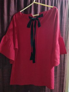 Boat Neck Red Top
