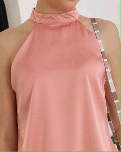 Party Halter Neck Sleeveless Tulip Hem Peach