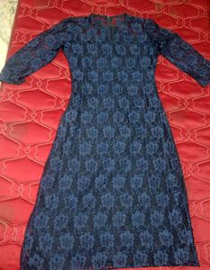 Women A-line Blue Dress