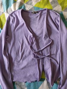 Purple Tie-Front Cardigan