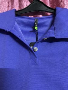 Blue Cropped Polo Top