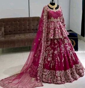 Hot Rani Pink Bridal Lehenga