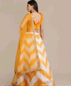 Yellow Free Size Lehenga With Unstitched Choli