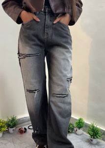 Distressed Gray Wide-Leg Jeans y2k