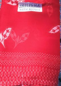 Elegant Red Saree with Blouse