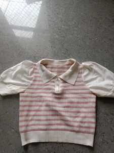 Korean Cute Pink Crop Top
