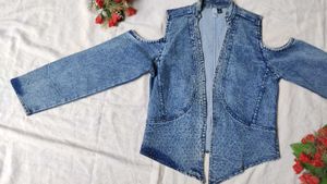 Cold Shoulder Denim Jacket