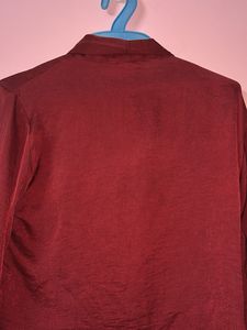 Burgundy Tie Neck Blouse