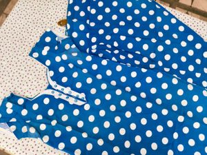 Blue Polka Dot Kurta Set