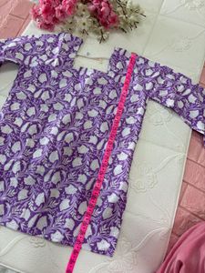 lavender Bloom Cotton Short Kurti