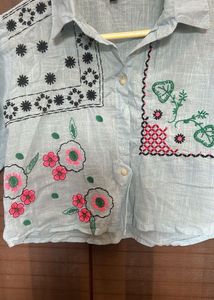 Embroidered Crop Shirt