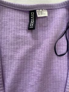 H&amp;M Lilac Ribbed Tie-Front Cardigan
