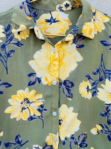 Flower Print Casual Crop Top