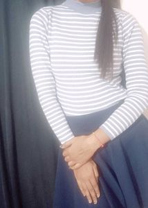 Striped Turtleneck Top