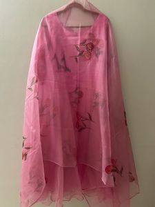 Baby pink organza Anarkali .
