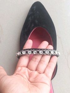 Catwalk Black Velvet Embellished Mules Flats