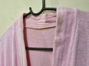 Pink Short Sleeve Bath Robe for Women