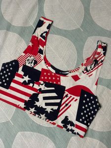 American Flag Print Crop Top
