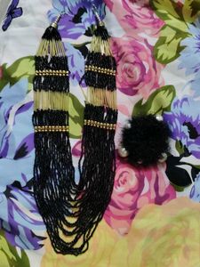 Combo Of One Long Necklace & Black Rubber band