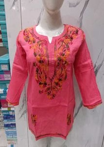 Lakhnavi Hand Embroidery Short Kurti