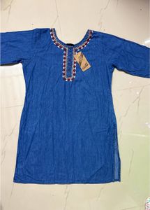 new Denim Embroidered Kurta