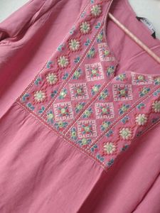 Embroidered Pink Kurta xxl