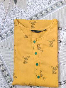 Yellow Printed Kurti Tunic