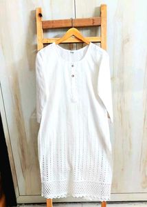 White Embroidery Work Kurti Size-34