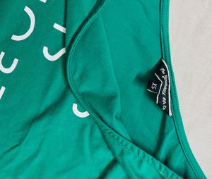 Green One-Shoulder Graphic Tank