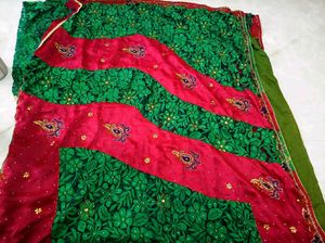 Embroidered Green Saree