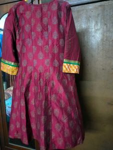 Maroon Anarkali free Size Kurti.