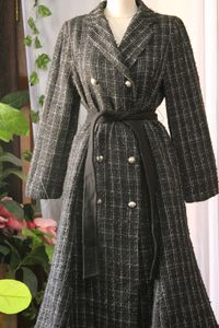 Korean Elegant Tweed Trench Coat