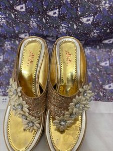 golden party wear heels