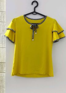 Yellow Ruffle Sleeve Top