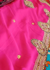 Elegant Pink Embellished Saree
