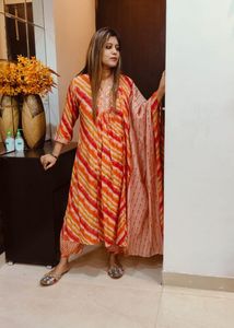 Khadi cotton, multicolour three piece suit