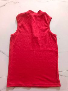 Red Sleeveless Top Stretchable