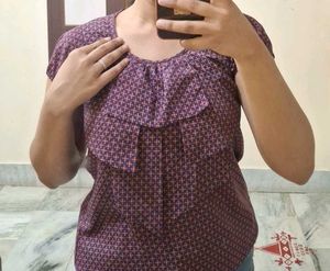 Girls Top - Burgundy Patterned