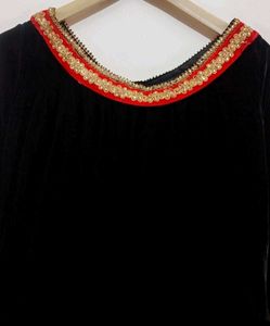 Black Velvet Party Wear Kurti For 34 Bust