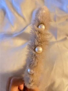 Beaded Pearl Aesthetic Fur Headband belt