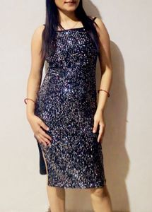 Black Embellished Bodycon Middi Dress
