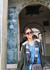 Blue Floral Print Dress (Short Kurti)